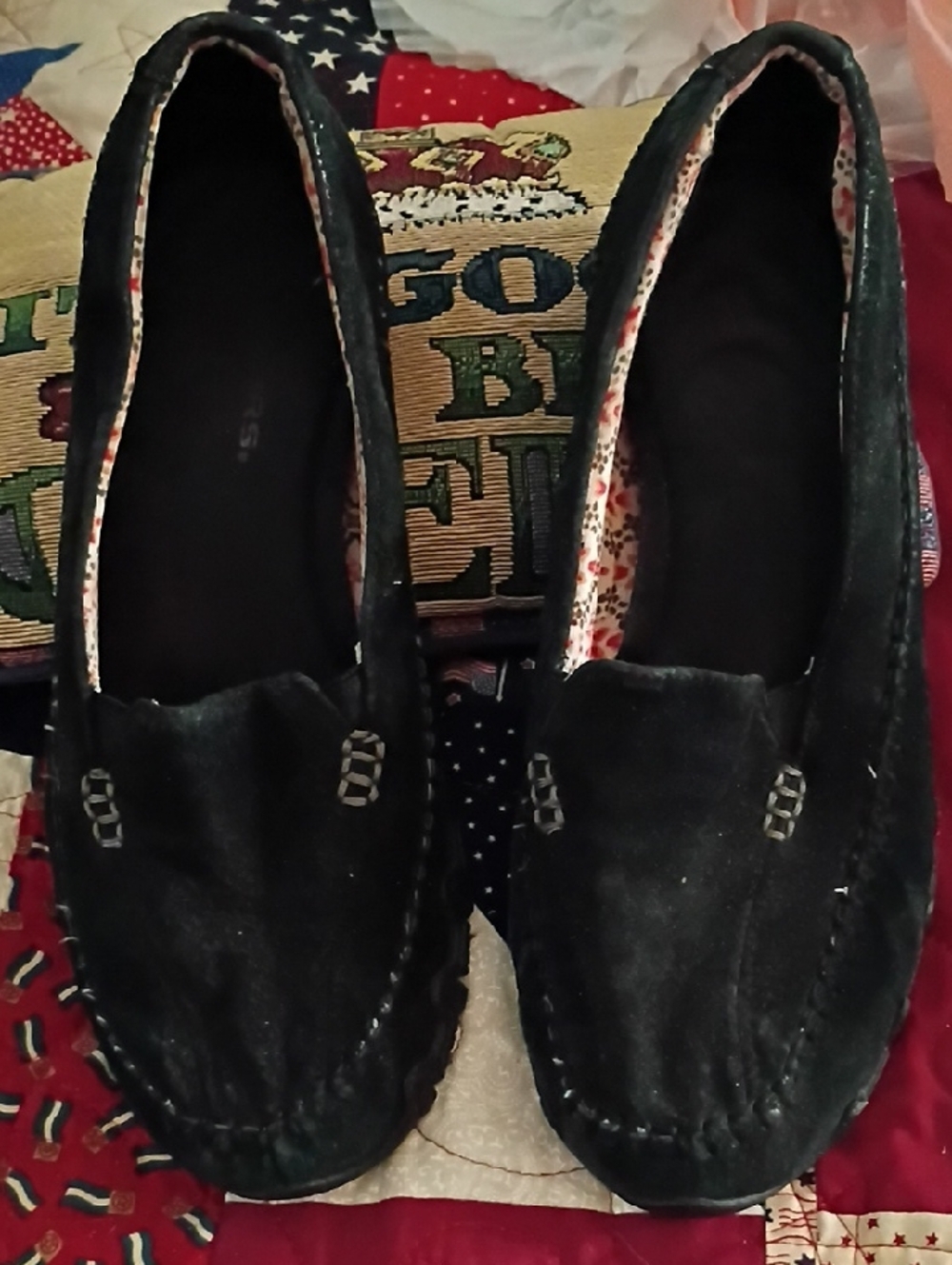 Sketcher's Black Women's Suede Moccasin Loafers - Comfortable Slip-On